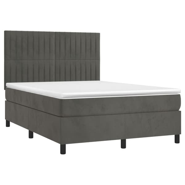 vidaXL Ramsäng med madrass mörkgrå 140x200 cm sammet Grå