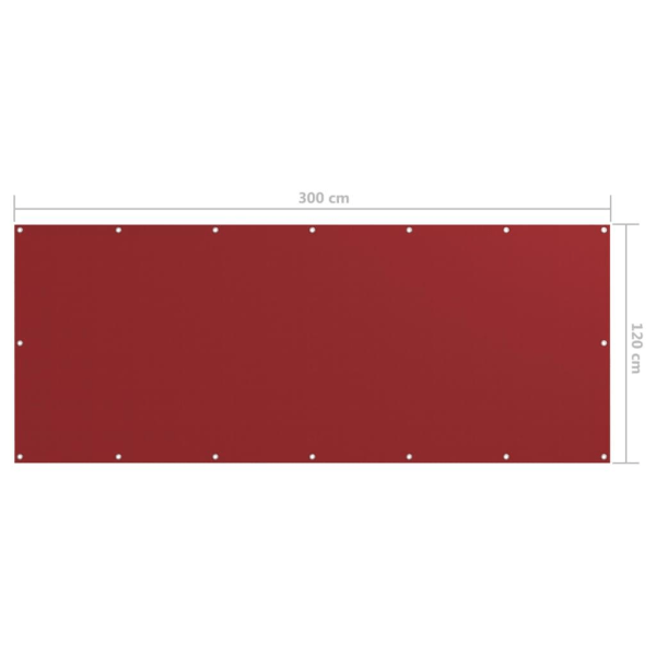 vidaXL Balkongskärm röd 120x300 cm oxfordtyg Röd