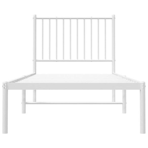vidaXL Sängram med huvudgavel metall vit 80x200 cm Vit