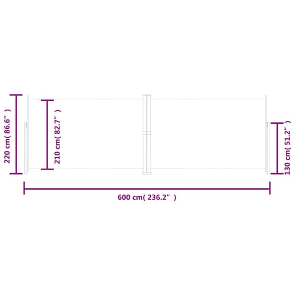 vidaXL Infällbar sidomarkis 220x600 cm blå Blå