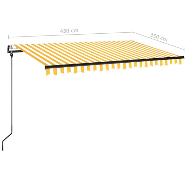 vidaXL Markis automatiskt infällbar 450x350 cm gul och vit Gul