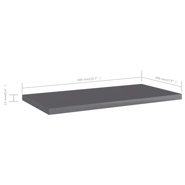 vidaXL Hyllplan 8 st grå högglans 40x20x1,5 cm konstruerat trä grå