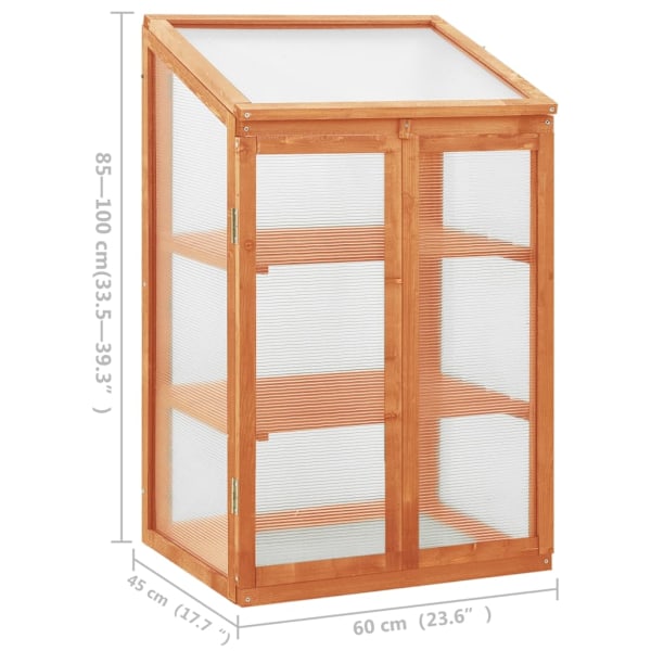 vidaXL Växthus 60x45x100 cm granträ Brun