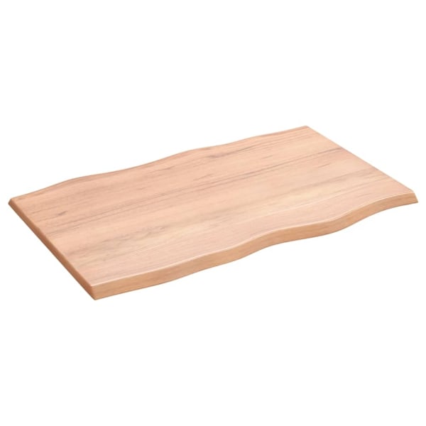 vidaXL Bordsskiva ljusbrun 80x50x2 cm behandlad massiv ek levande kant Brun