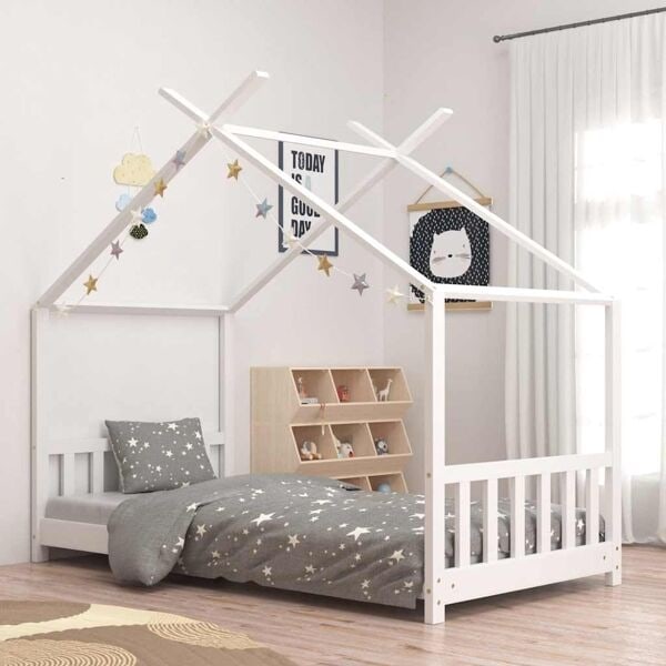 vidaXL Barnsäng vit massiv furu 80x160 cm Vit