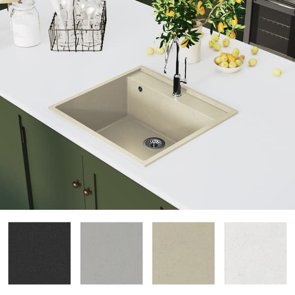 vidaXL Diskho med bräddavlopp beige granit Beige