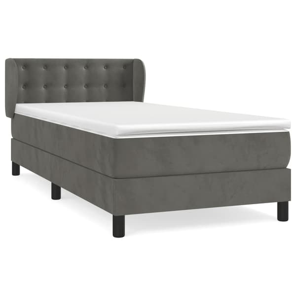 vidaXL Ramsäng med madrass mörkgrå 100x200 cm sammet Grå