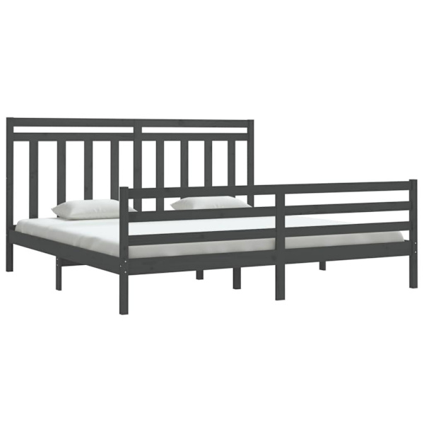 vidaXL Sängram grå massivt trä 200x200 cm Grå