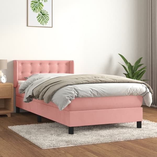 vidaXL Ramsäng med madrass rosa 100x200 cm sammet Rosa