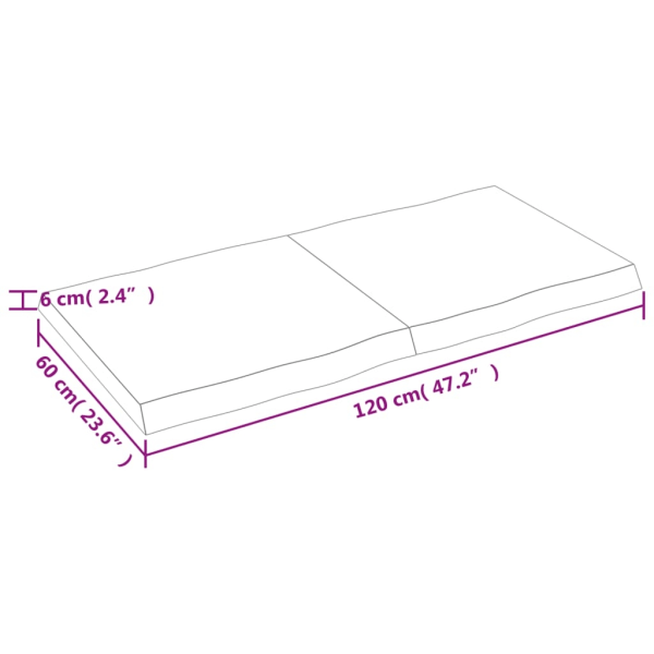 vidaXL Bordsskiva mörkbrun 120x60x(2-6) cm massivt trä levande kant Brun