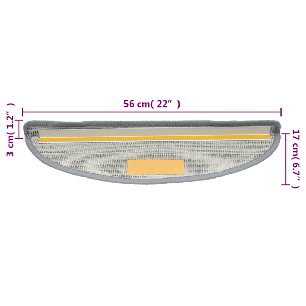 vidaXL Trappstegsmattor 10 st 56x17x3 cm grå Grå