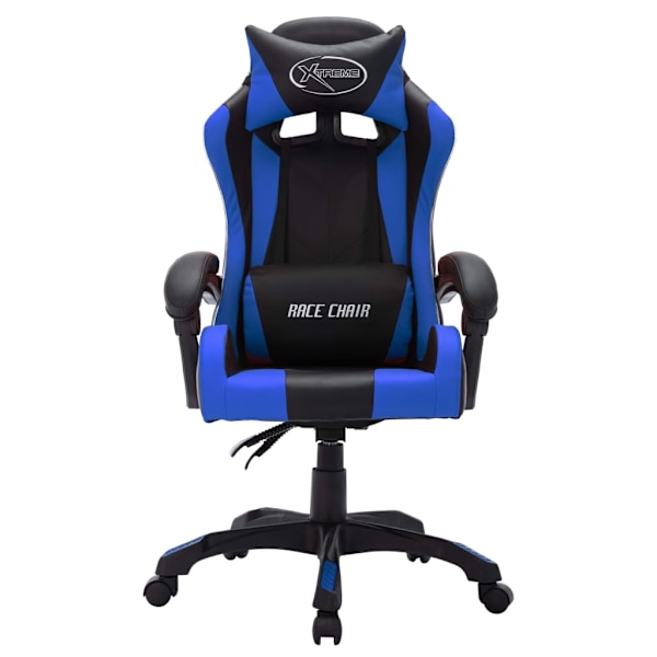 vidaXL Gamingstol med RGB LED-lampor blå och svart konstläder multifärg