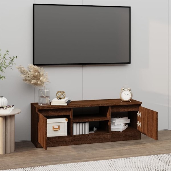 vidaXL TV-bänk med dörr Brun ek 102x30x36 cm Brun