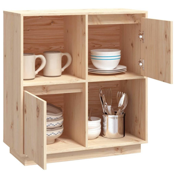 vidaXL Skänk 74x35x80 cm massiv furu Brun