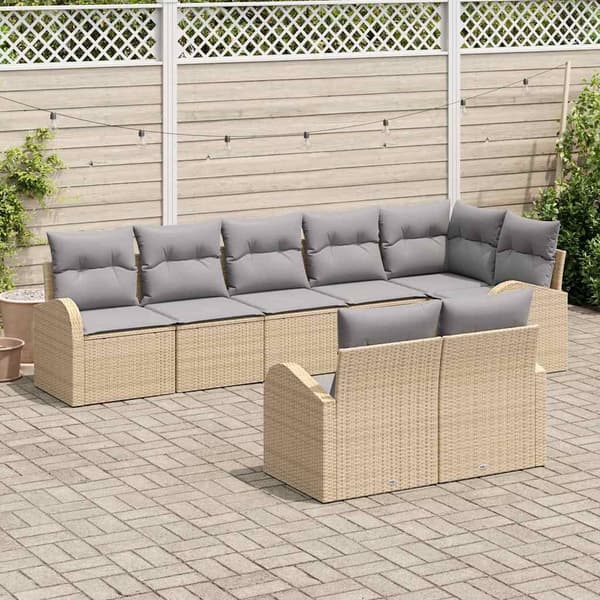 vidaXL Trädgårdsoffset 8 pcs konstrotting Beige