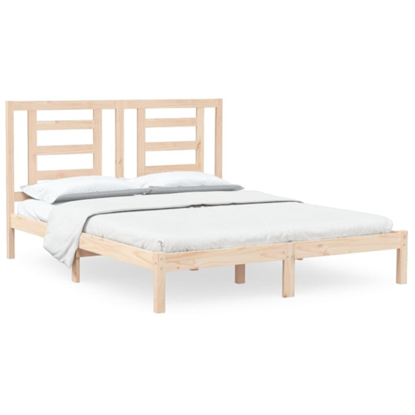 vidaXL Sängram massiv furu 150x200 cm Brun