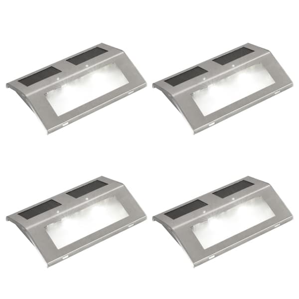 vidaXL Vägglampa solcell 4-pack Silver