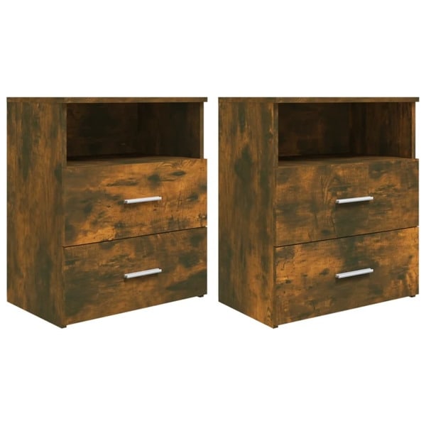 vidaXL Sängbord 2 st rökfärgad ek 50x32x60 cm Brun