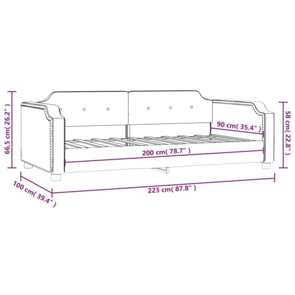 vidaXL Dagbädd ljusgrå 90x200 cm tyg Grå