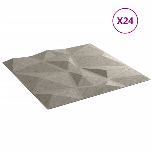 vidaXL Väggpaneler 24 st betonggrå 50x50 cm XPS 6 m² diamant Grå