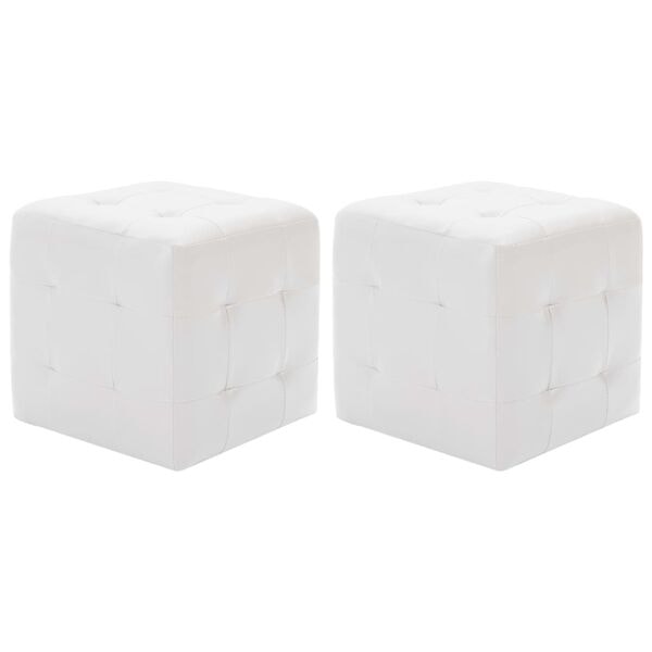 vidaXL Sittpuff 2 st vit 30x30x30 cm konstläder Vit
