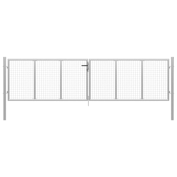 vidaXL Trädgårdsgrind galvaniserat stål 400x100 cm silver Silver
