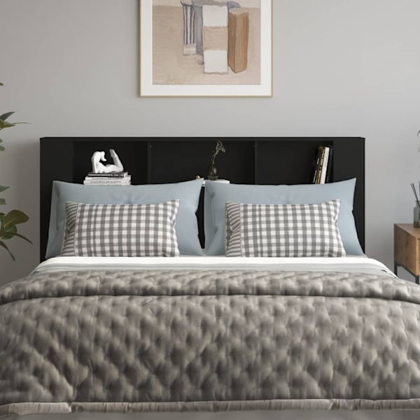 vidaXL Sänggavel med förvaring svart 180x18,5x104,5 cm Svart