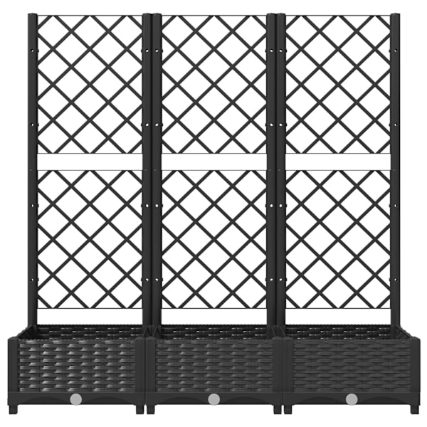 vidaXL Odlingslåda med spaljé svart 120x40x121,5 cm PP Svart