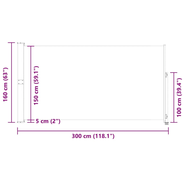 vidaXL Infällbar sidomarkis 160x300 cm blå Blå