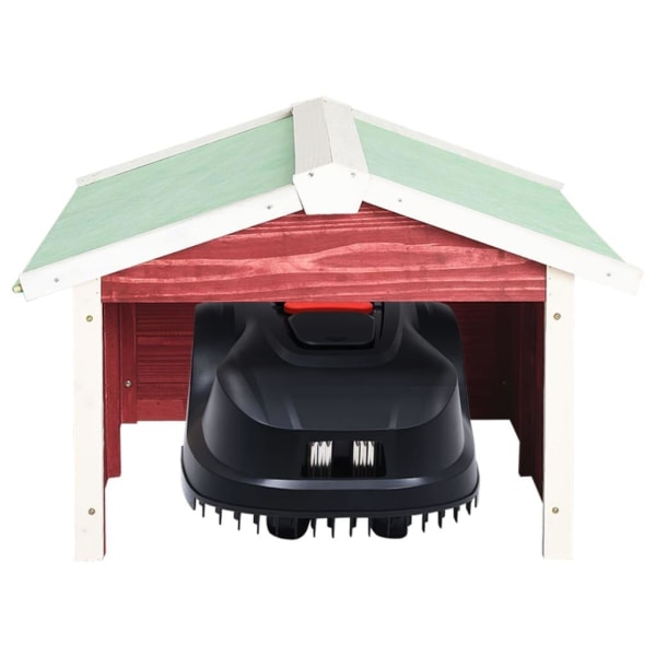 vidaXL Garage för robotgräsklippare 72x87x50 cm röd och vit gran Röd