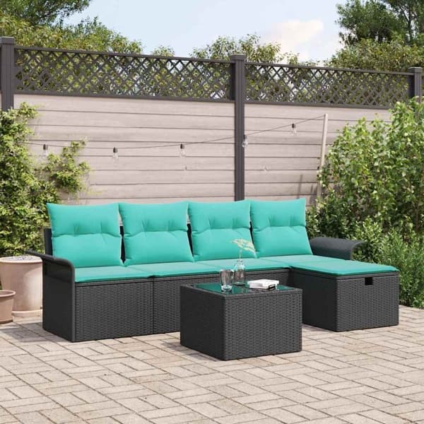 vidaXL Trädgårdsoffset 6 st Poly rattan Beige
