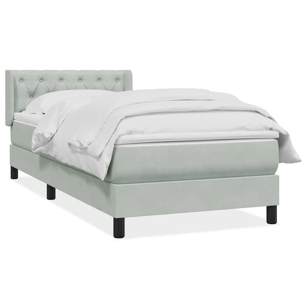 vidaXL Ramsäng med madrass ljusgrå 80x210 cm sammet Grå