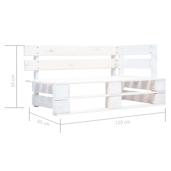 vidaXL Pallsoffa 2-sits med dynor vit impregnerad furu Vit