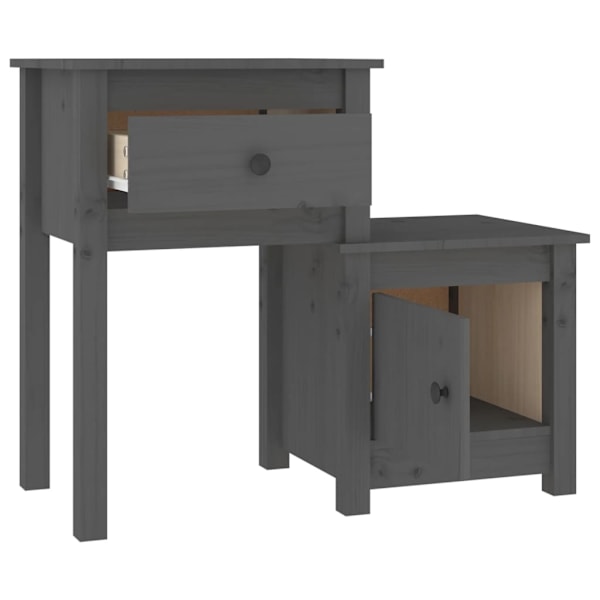 vidaXL Sängbord grå 79,5x38x65,5 cm massiv furu Grå