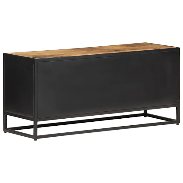 vidaXL TV-bänk 90x30x40 cm massivt grovt mangoträ och naturlig rotting Brun