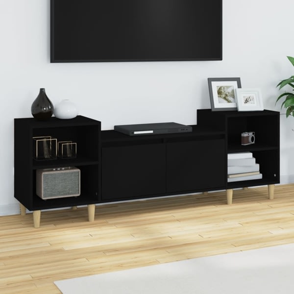 vidaXL TV-skåp svart 160x35x55 cm konstruerat trä Svart