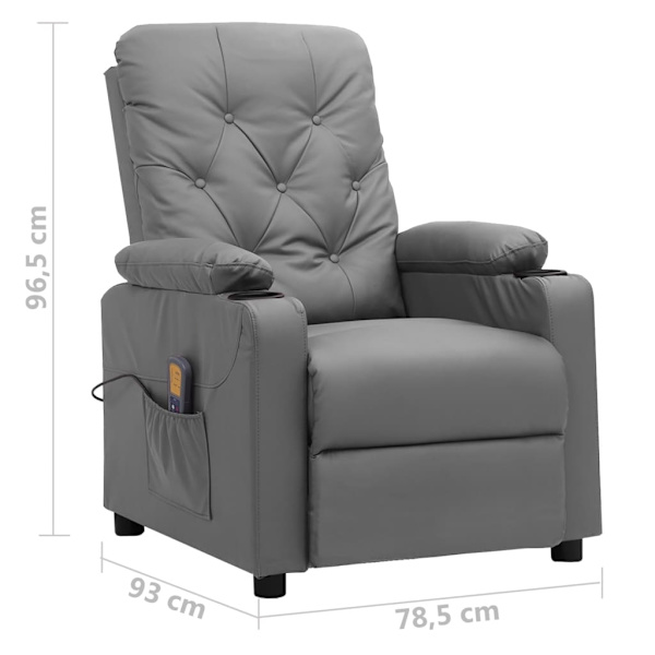 vidaXL Massagefåtölj grå konstläder grå