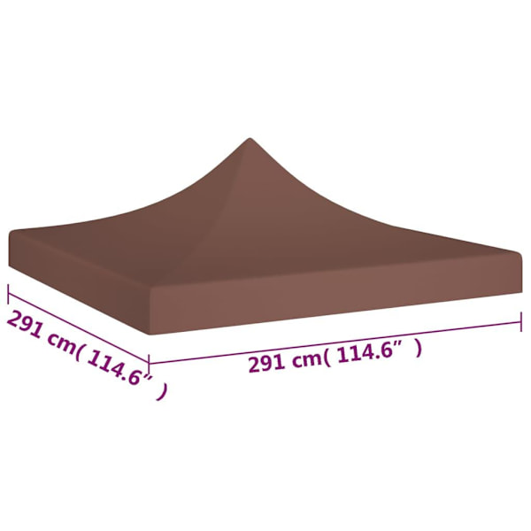 vidaXL Tak till partytält 3x3 m brun 270 g/m² Brun