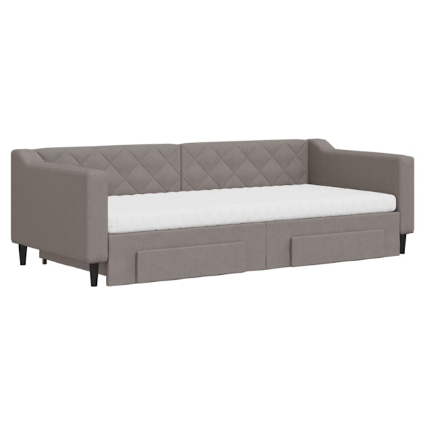 vidaXL Dagbädd utdragbar med lådor taupe 90x200 cm tyg Taupe
