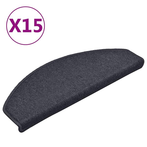vidaXL Trappstegsmattor 15 st mörkgrå och blå 65x24x4 cm grå