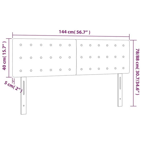 vidaXL Sänggavel LED ljusgrå 144x5x78/88 cm sammet Grå