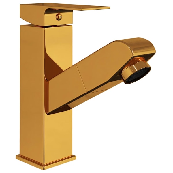 vidaXL Badrumsblandare med utdragbar pip guld 157x172 mm Guld