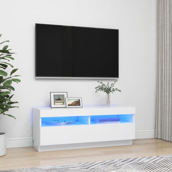 vidaXL TV-bänk med LED-belysning vit 100x35x40 cm Vit