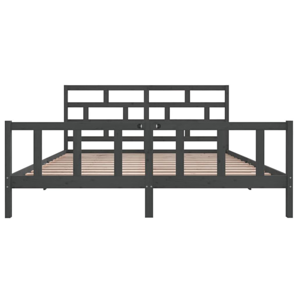 vidaXL Sängram grå massiv furu 200x200 cm Grå