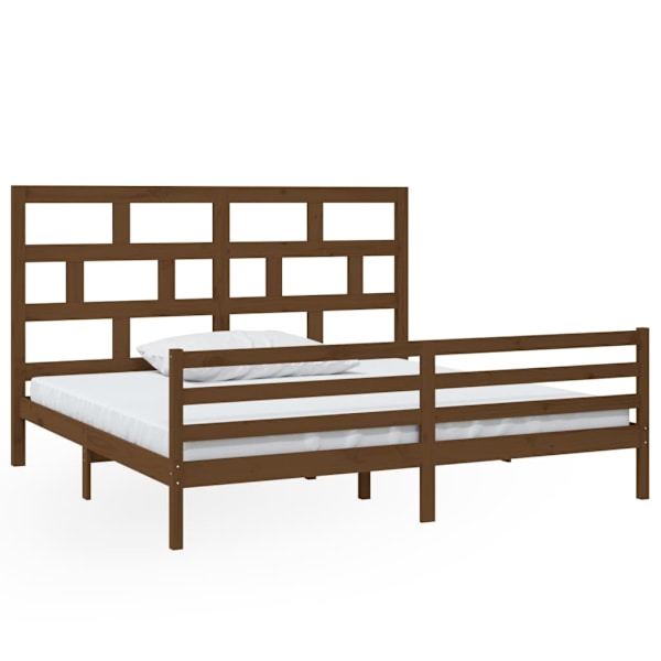 vidaXL Sängram honungsbrun massiv furu 200x200 cm Brun