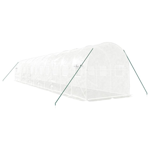vidaXL Växthus med stålram vit 24 m² 12x2x2 m Vit