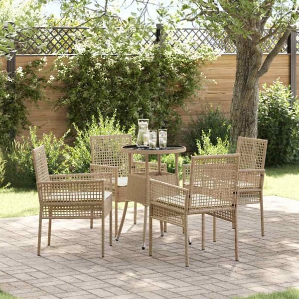 vidaXL Trädgårdsmöbelset 5 st Beige konstrotting Beige