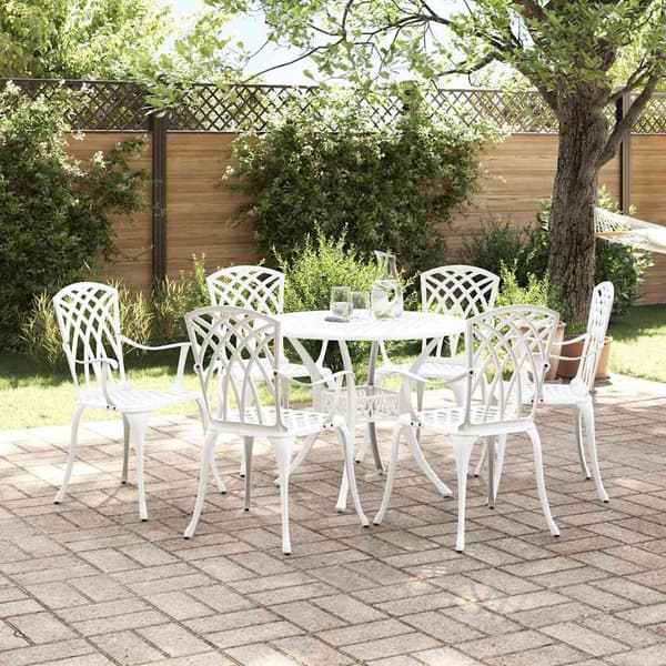 vidaXL Trädgårdsmöbelset 7 pcs Vit Aluminium Vit