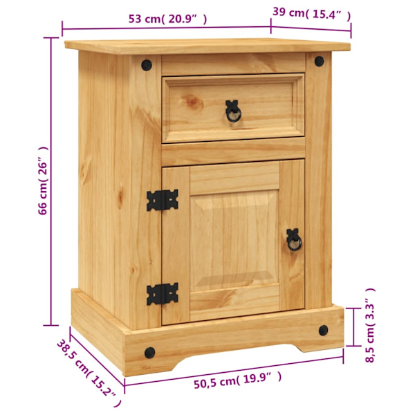 vidaXL Nattduksbord mexikansk Coronastil furu 53x39x67 cm Brun
