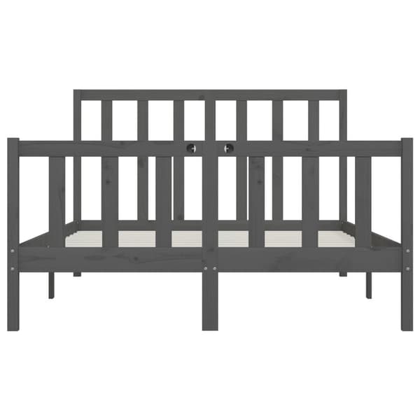 vidaXL Sängram grå massivt trä 150x200 cm Grå